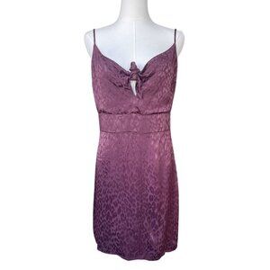 Abercrombie & Fitch Y2K Satin Babydoll Dress Size L‎ Animal Print Mini Plum